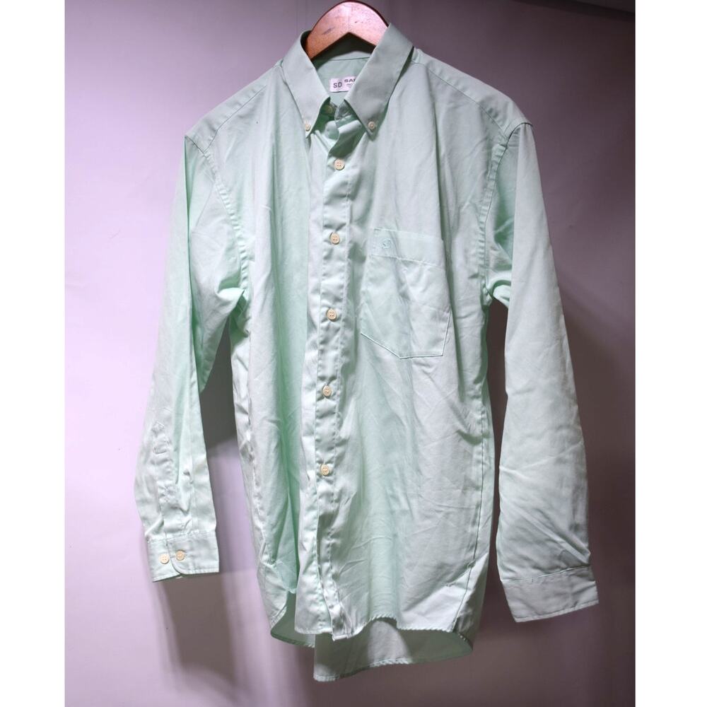 Sandro Professional Men’s Mint Green Button Down Shirt Size Large L Monogram